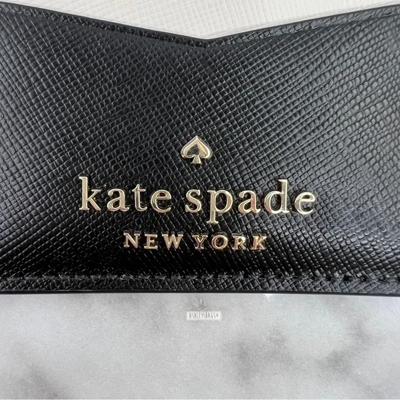 Kate Spade Staci Saffiano Leather Slim Card Holder Wallet In Black Multi - Picture 2 of 5